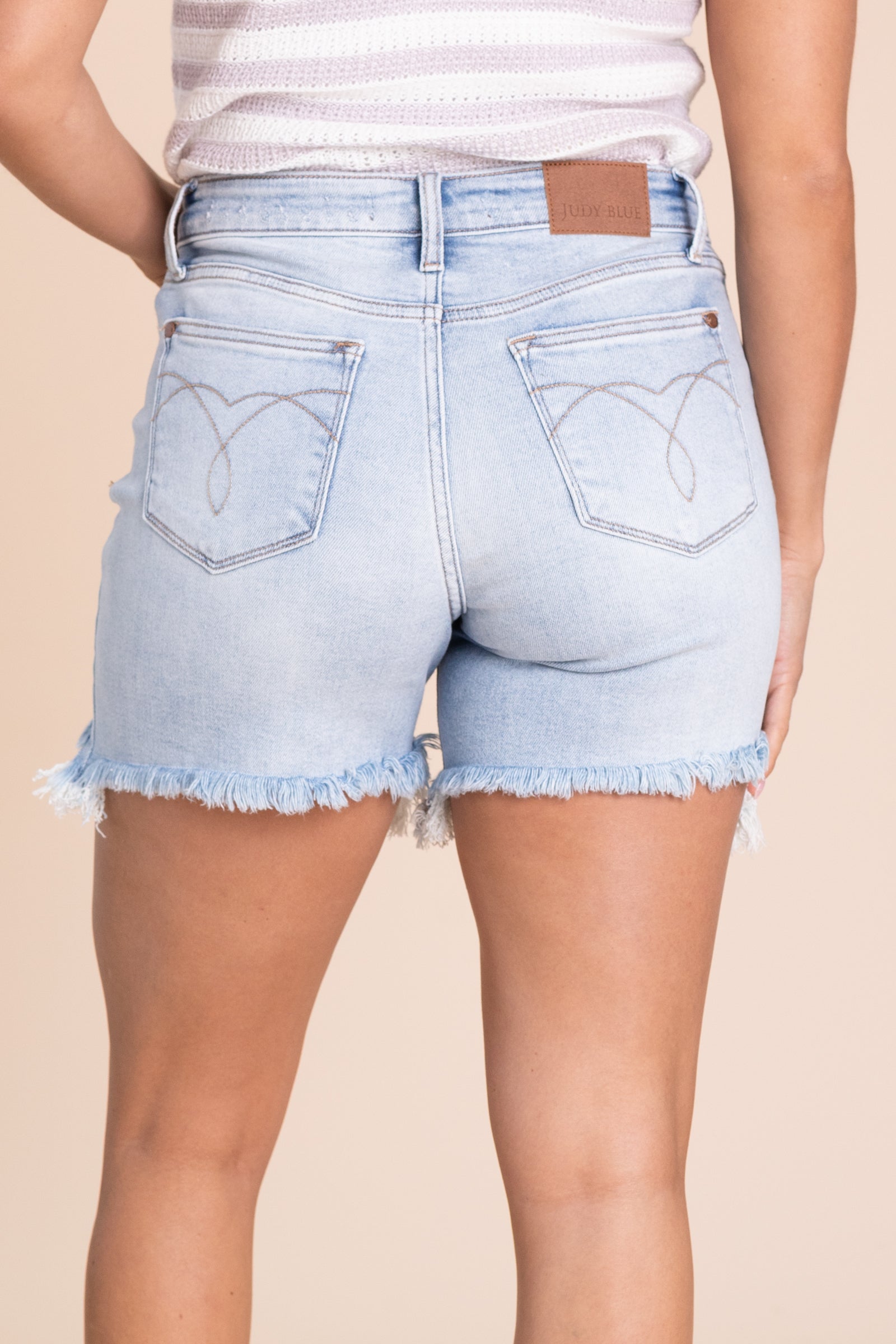 Judy Blue Long Cut Off 2 Button Dad Shorts