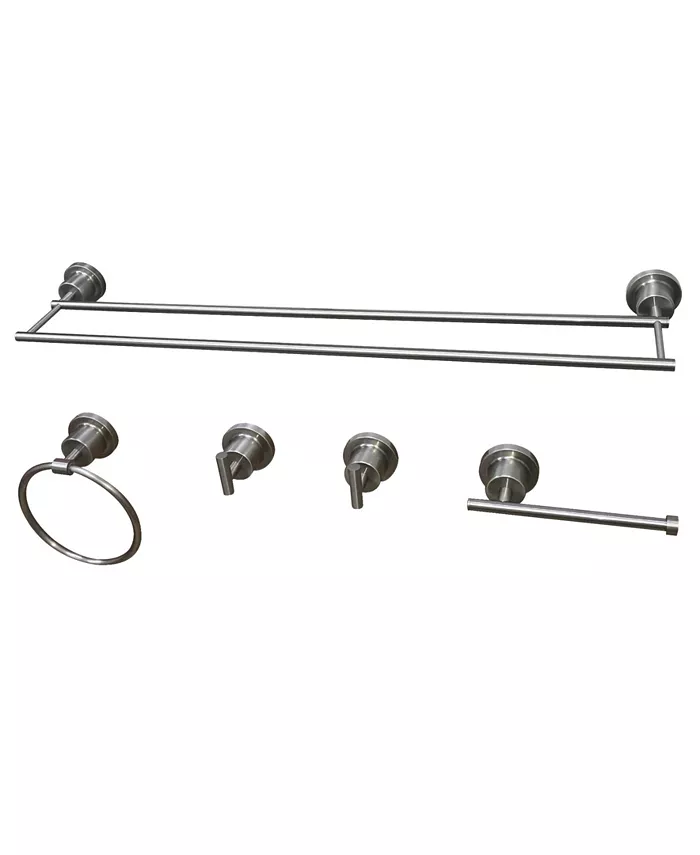 Kingston Brass Dual-Towel Bar 5-Pc. Bathroom Accessory Set in Brushed Nickel