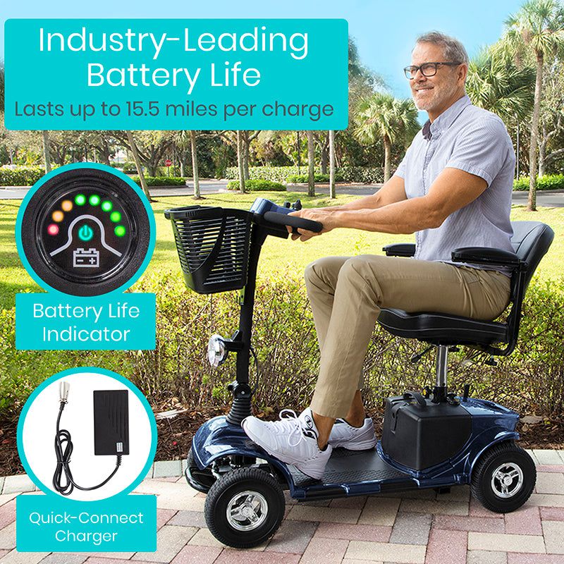 Vive Health Series A - Lightweight Folding Mobility Scooter  - Long Range with Comfort Swivel Seat