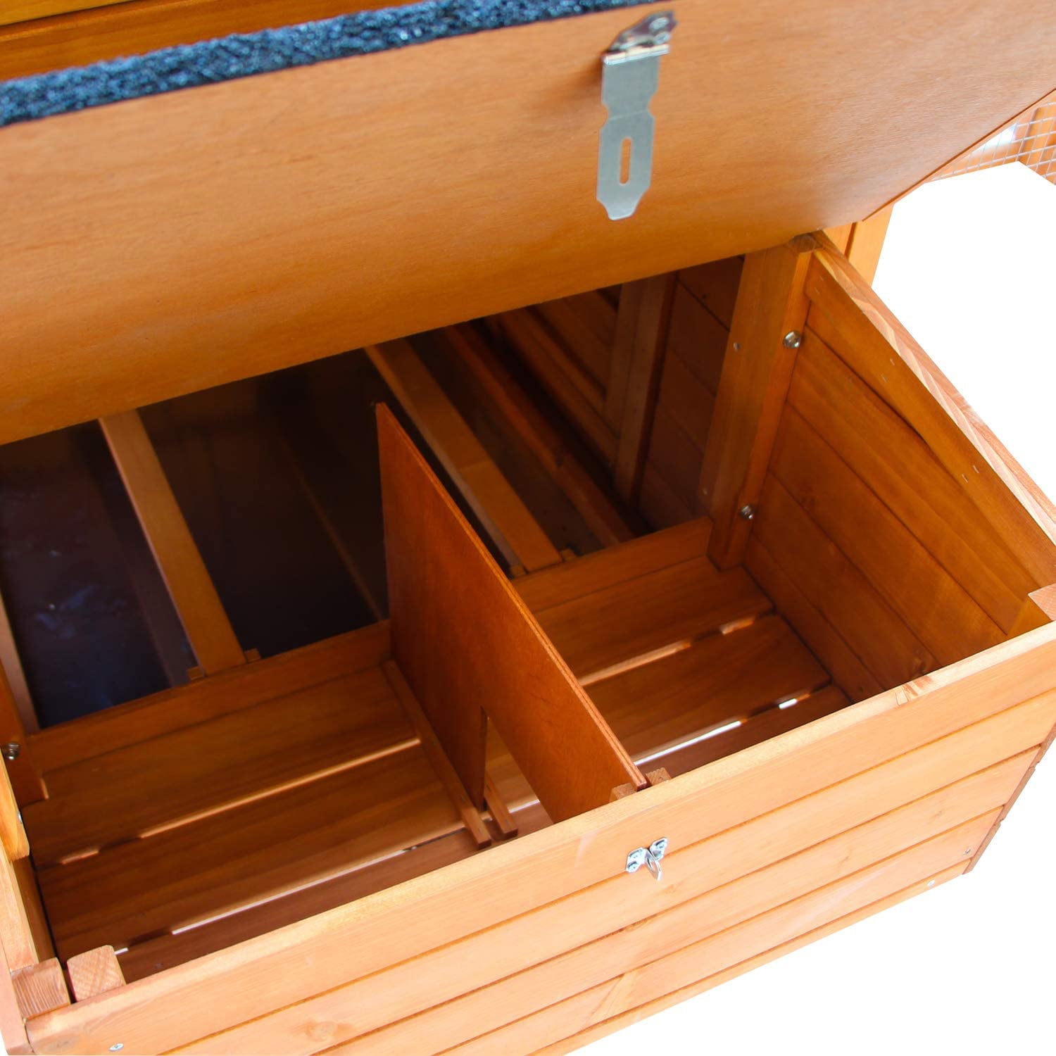 Kinbor Wooden Chicken Coop Outdoor Large Hen House w/Nesting Box Poultry Cage Rabbit Hutch w/Removable Tray and Ramp-Main House