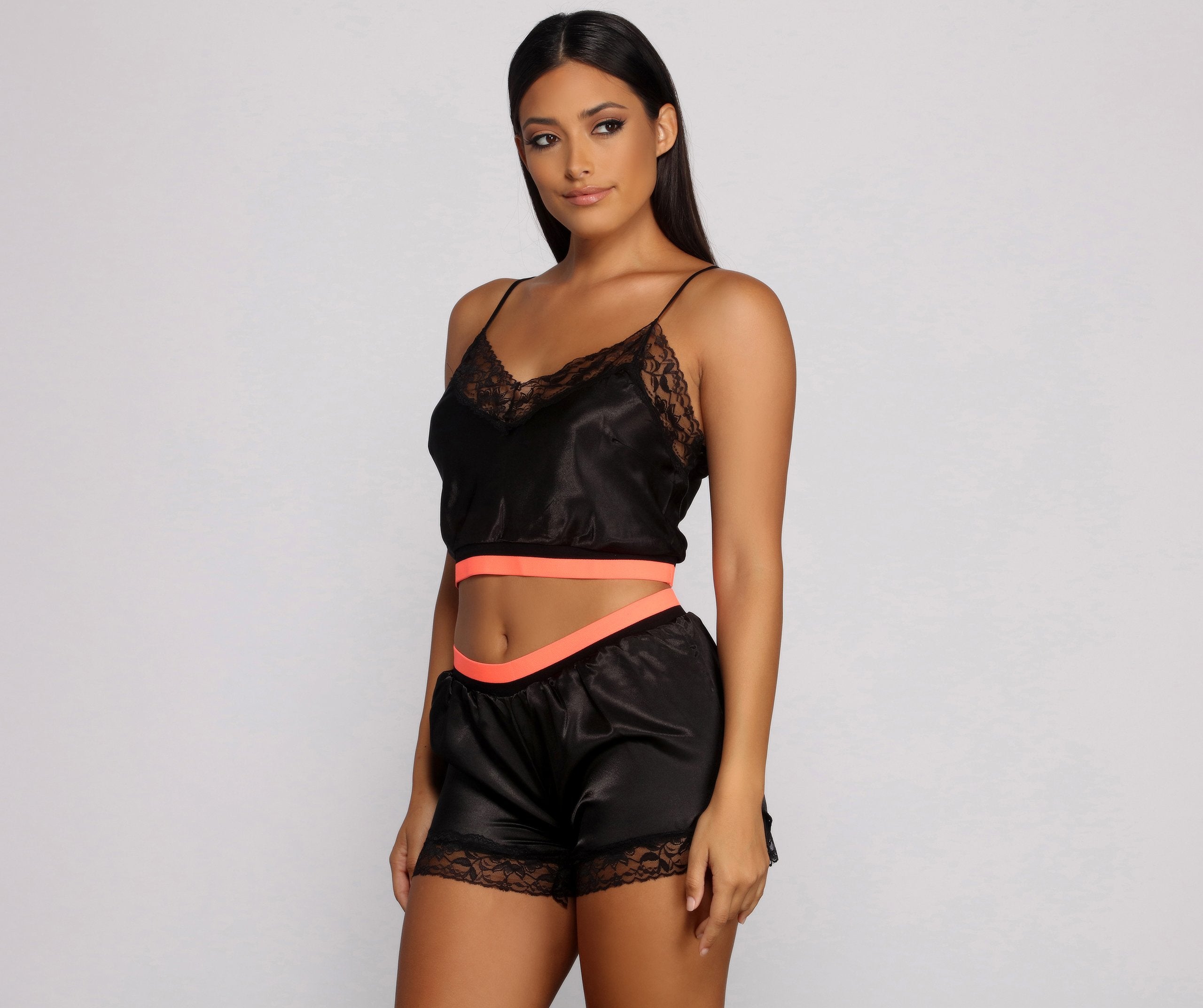 CLEARANCE - Feelin' Cute Pajama Satin Cami and Shorts