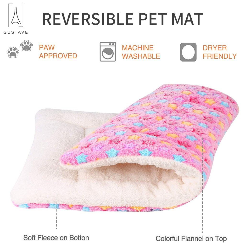 GustaveDesign Large Dog Pet Sleep Mat Soft Warm Reversible Fleece Crate Bed Mat Kennel Pad Cage Cushion for Large Small Medium Dog Cat 