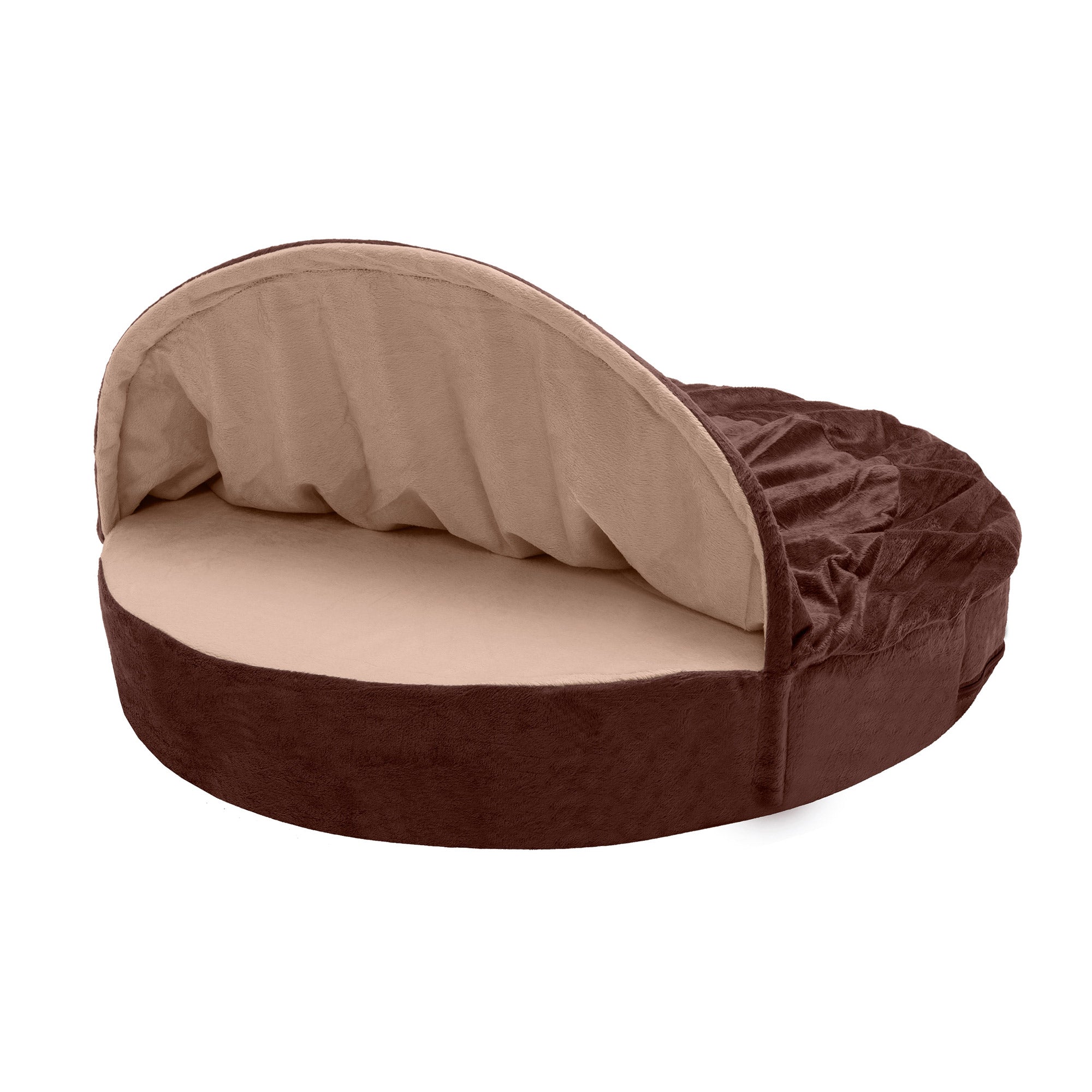 FurHaven Pet Dog Bed | Orthopedic Microvelvet Snuggery Burrow Pet Bed for Dogs and Cats， Espresso， 26-inch