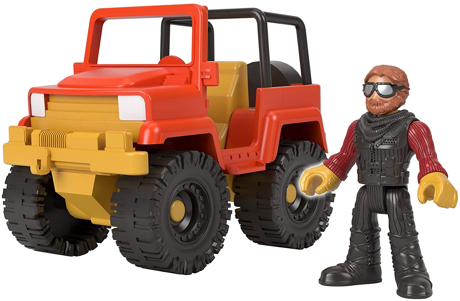 Fisher-Price Imaginext Off-Road Racer， Push-Along Vehicle and Character Figure Set for Preschool Kids Ages 3-8 Years