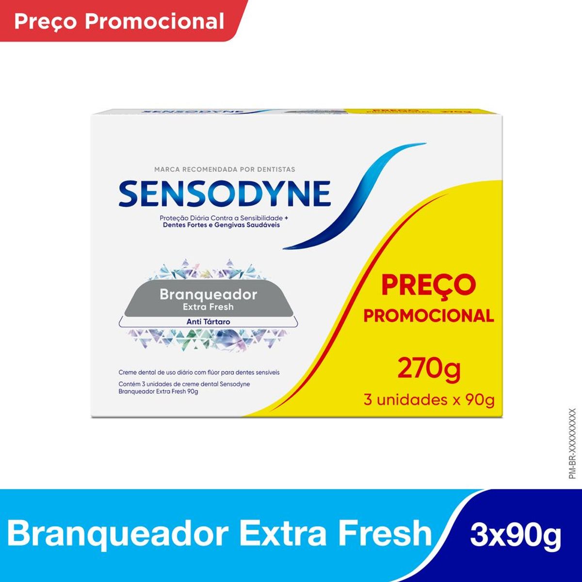 Kit Leve 3 Pague 2 Sensodyne Branqueador Extra Fresh Creme Dental Para Dentes Sensiveis 90g