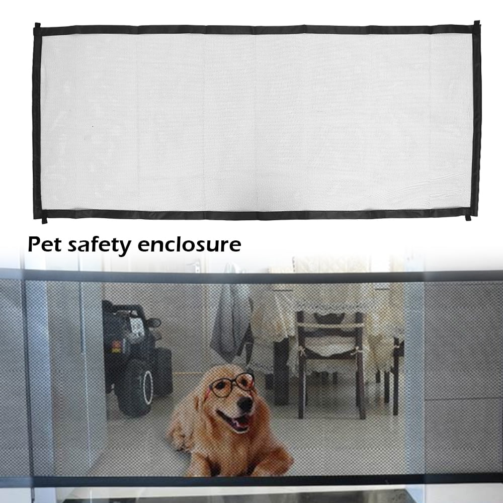 Willstar Retractable Pet Dog Door Mesh Safety Protection Door Baby Staircase Isolation Door 180cmx72cm 110cmx72cm Gray Suitable for Stairs Doorways