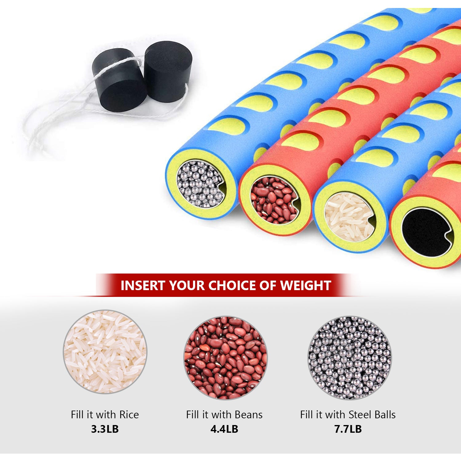 Fitness Hula Hoop with Jump Rope Exercise Detachable Hoop Removable Six-Section