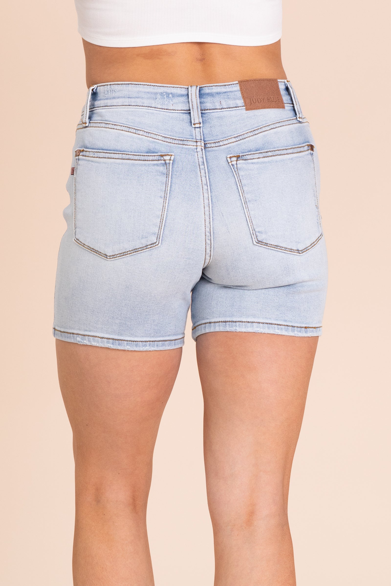 Judy Blue Light 2 Button Mid Length Dad Shorts