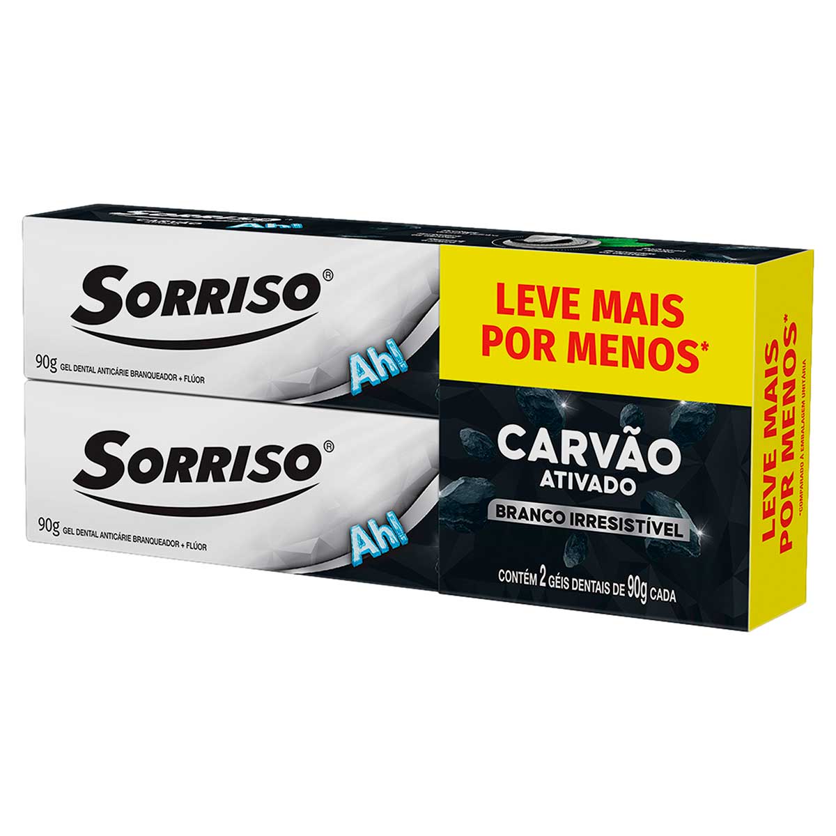 Kit Gel Dental Carvao Ativado Sorriso Branco Irresistivel 2 Unidades 90g Cada Leve Mais Pague Menos