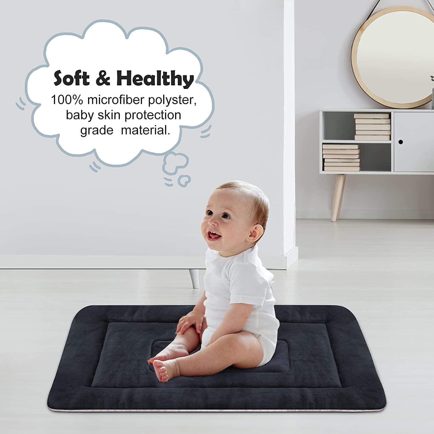 PROCIPE Pet Bed Washable Dog Crate Mat Anti-Slip Kennel Pads 42 inch Dark Grey