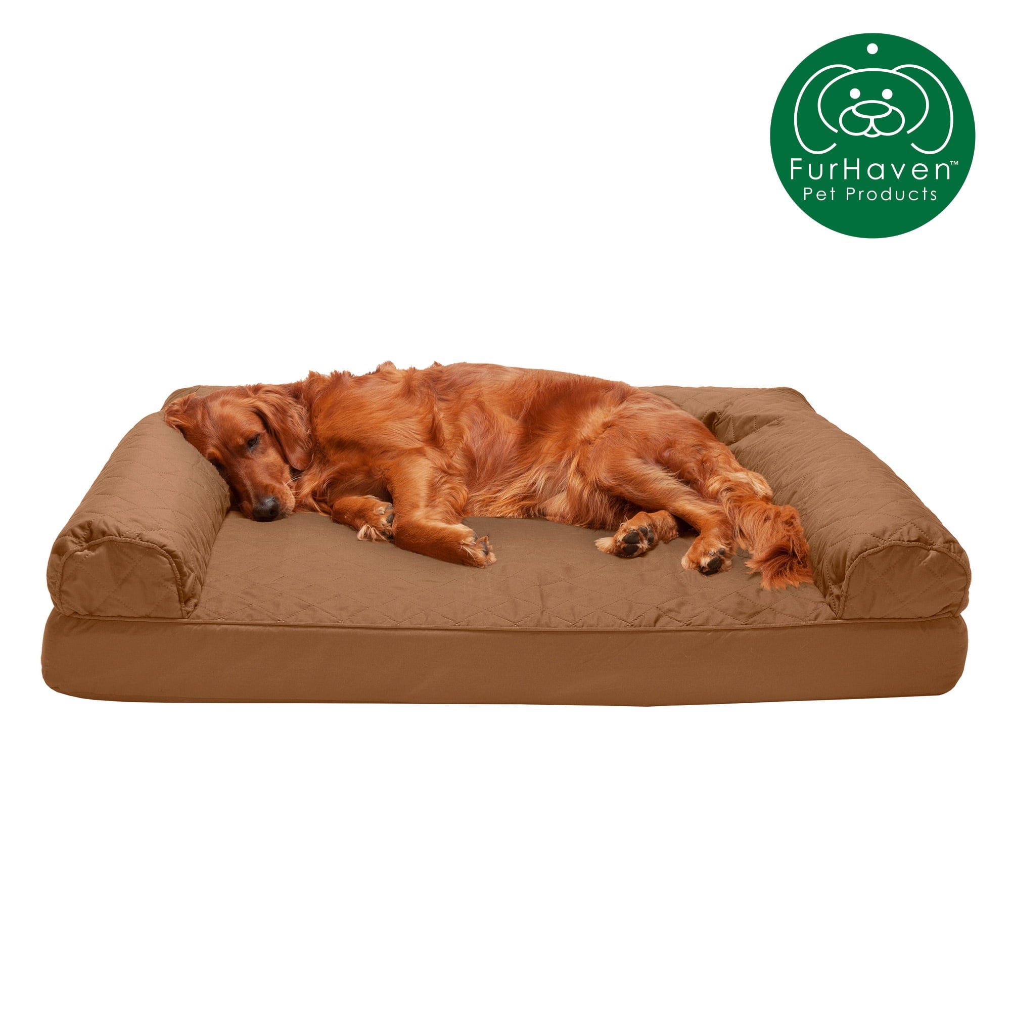 FurHaven Orthopedic Quilted Sofa Pet Bed for Dogs and Cats， Toasted Brown， Jumbo