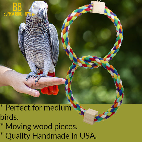 1677 Twin Rainbow Ring Bird Toy