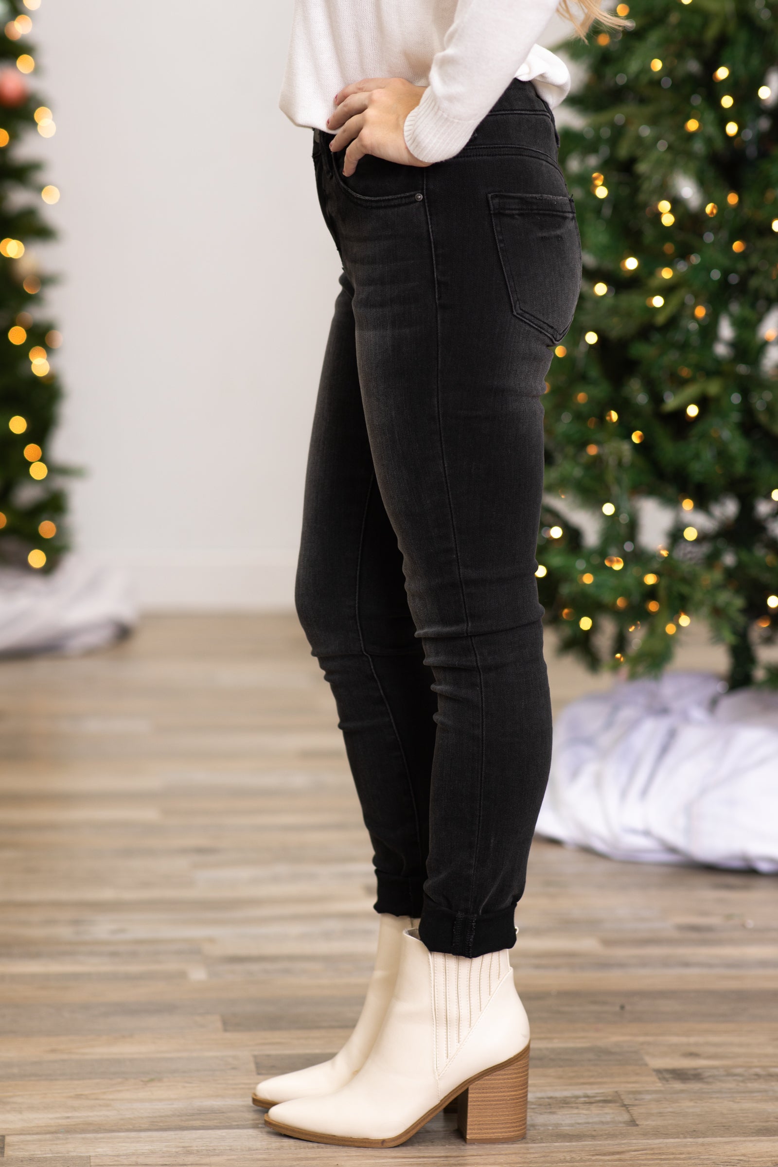 Mica Charcoal High Rise Ankle Skinny Jeans