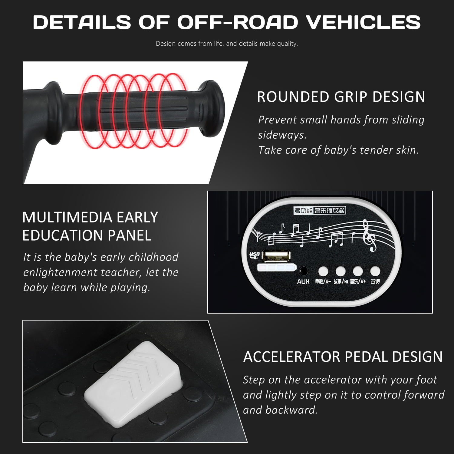 Werseon Kids Ride On ATV，Electric 4-Wheeler Car，6V Battery Powered Electric Vehicle with LED Lights， White