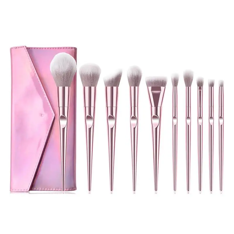 10 Piece Rose Gold Makeup Brush Set