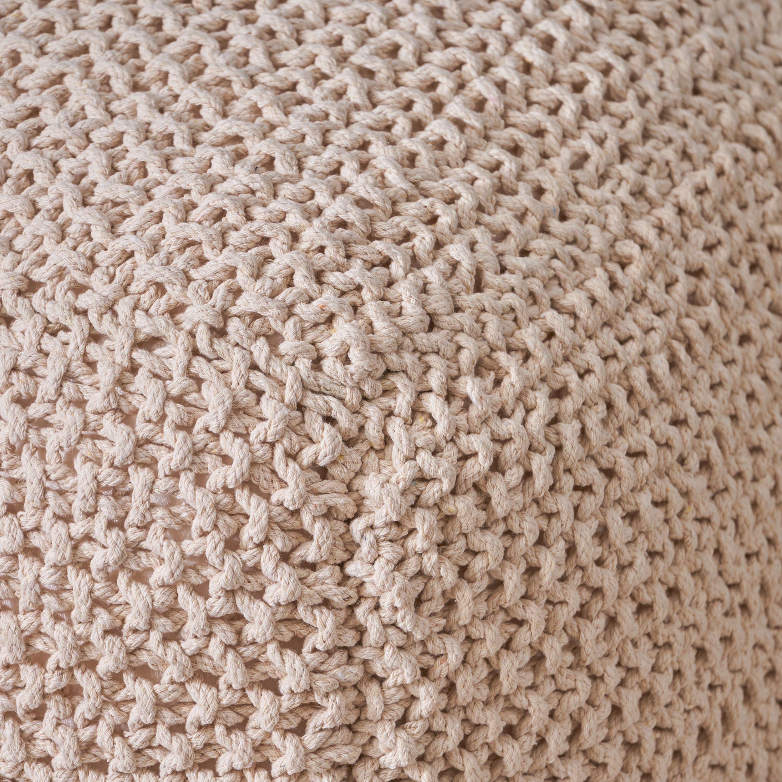 Knox Modern Boho Hand-Knitted Cotton Thread Pouf Foot Stool