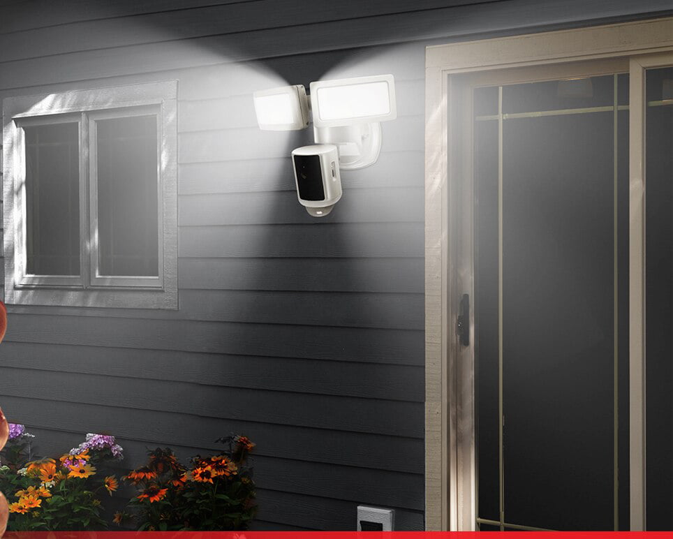 Feit Electric LED Dual Head Motion Sensor Smart Floodlight with Security Camera SEC3000/CAM/RP