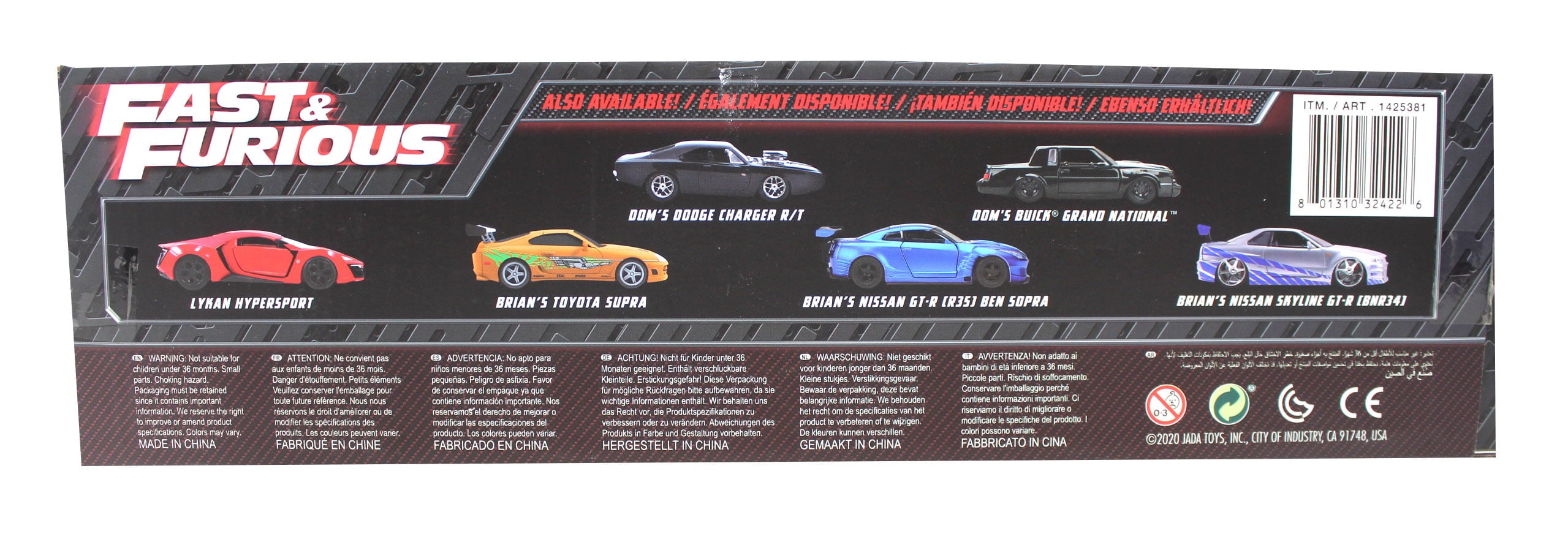 Fast and Furious Diecast 1/32 Buick Grand National Toyota Supra and Nissan GT-R R35