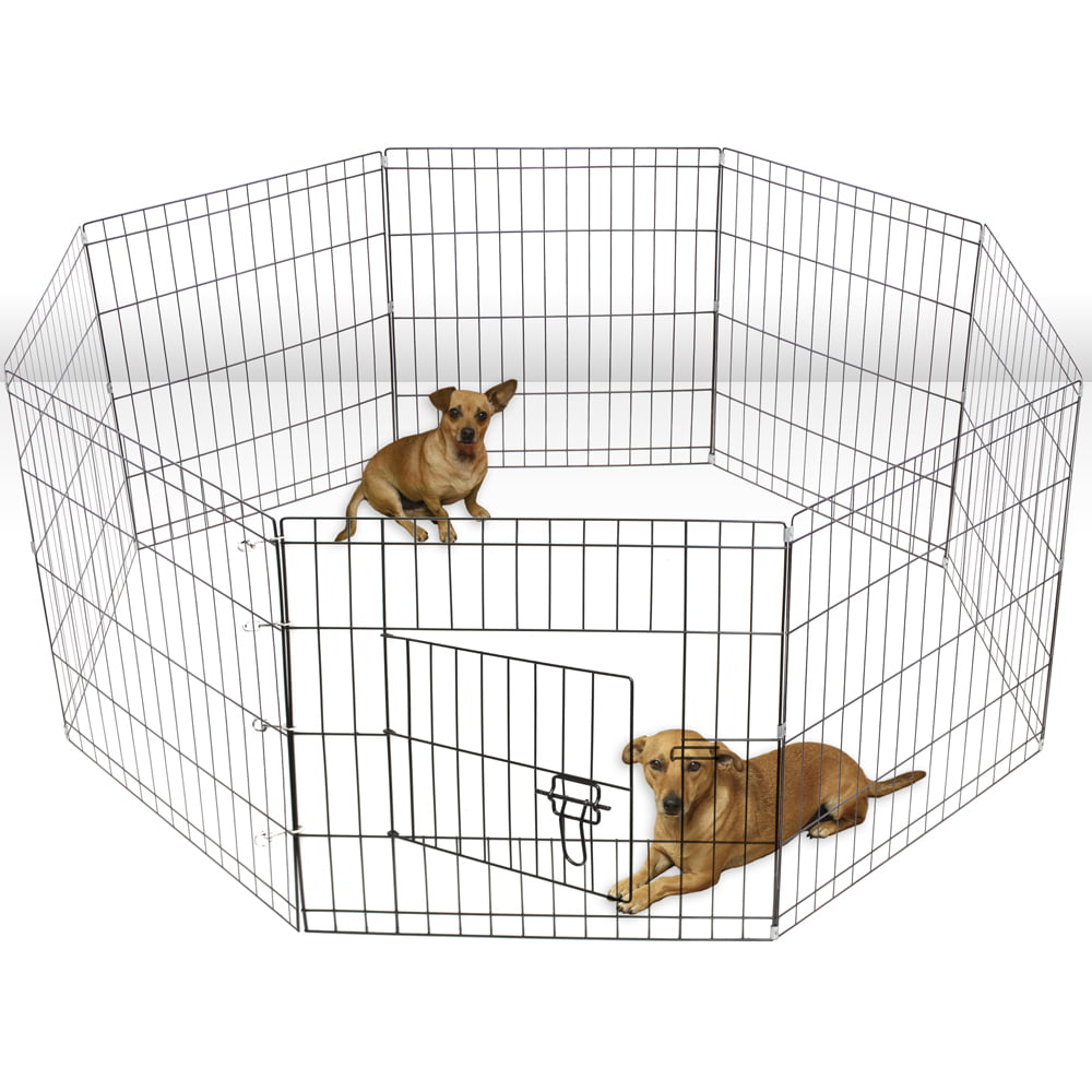 Paws and Pals Dog Playpen Hard Wire Grid Foldable Octagon - 24 Inch (SM)
