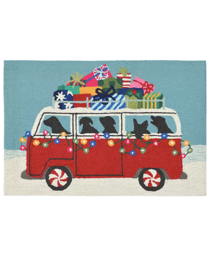 Liora Manne' Liora Manne Front Porch Indoor Outdoor Happy Howlidays Red 2' x 3' Area Rug