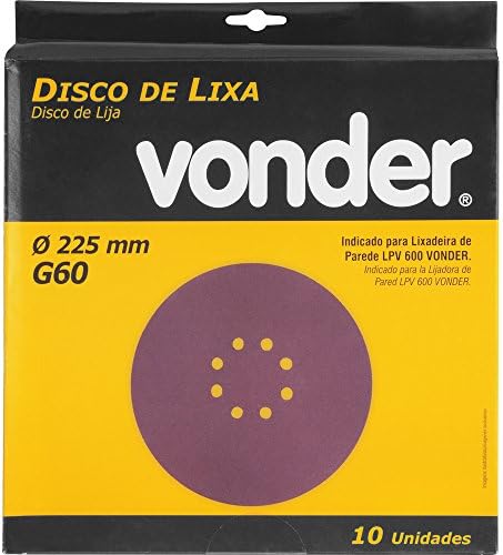 Vonder, Disco De Lixa Com Costado Em Pluma 225 Mm, Gr?o 60, Para As Lixadeiras Lpv 400B, Lpv 600, Lpv 925, Lpv 950B E Lpv 1000.