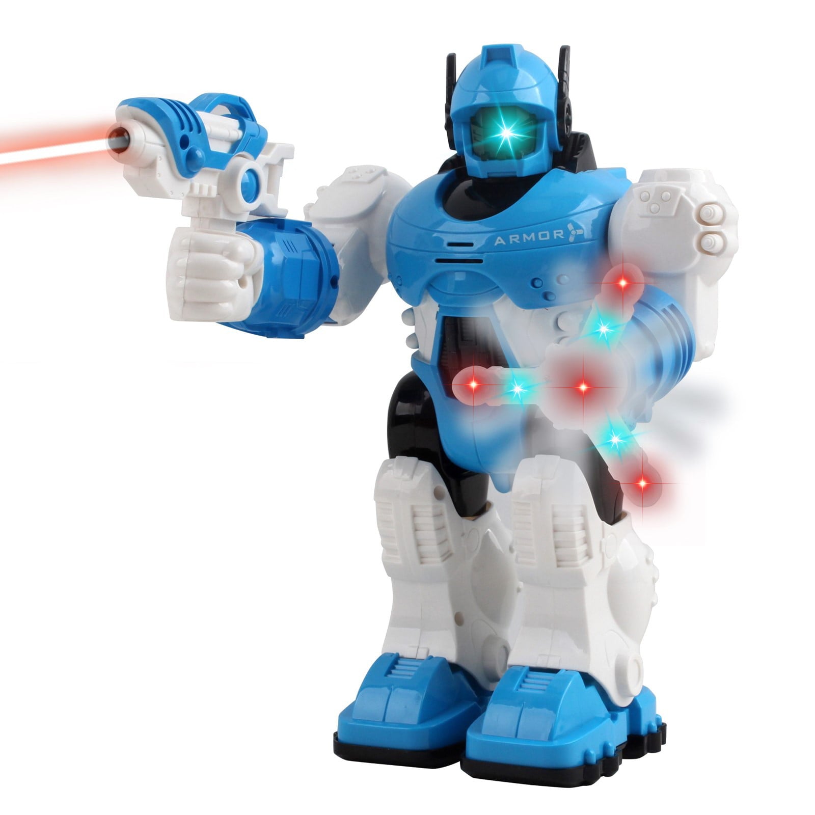Vokodo Interactive Walking Toy Robot With Spinning Hand Lights And Sound Effects Kids Smart Police Robocop Android Robotic Cop Play Action Battery Operated Great Gift For Children Boys Girls Toddlers