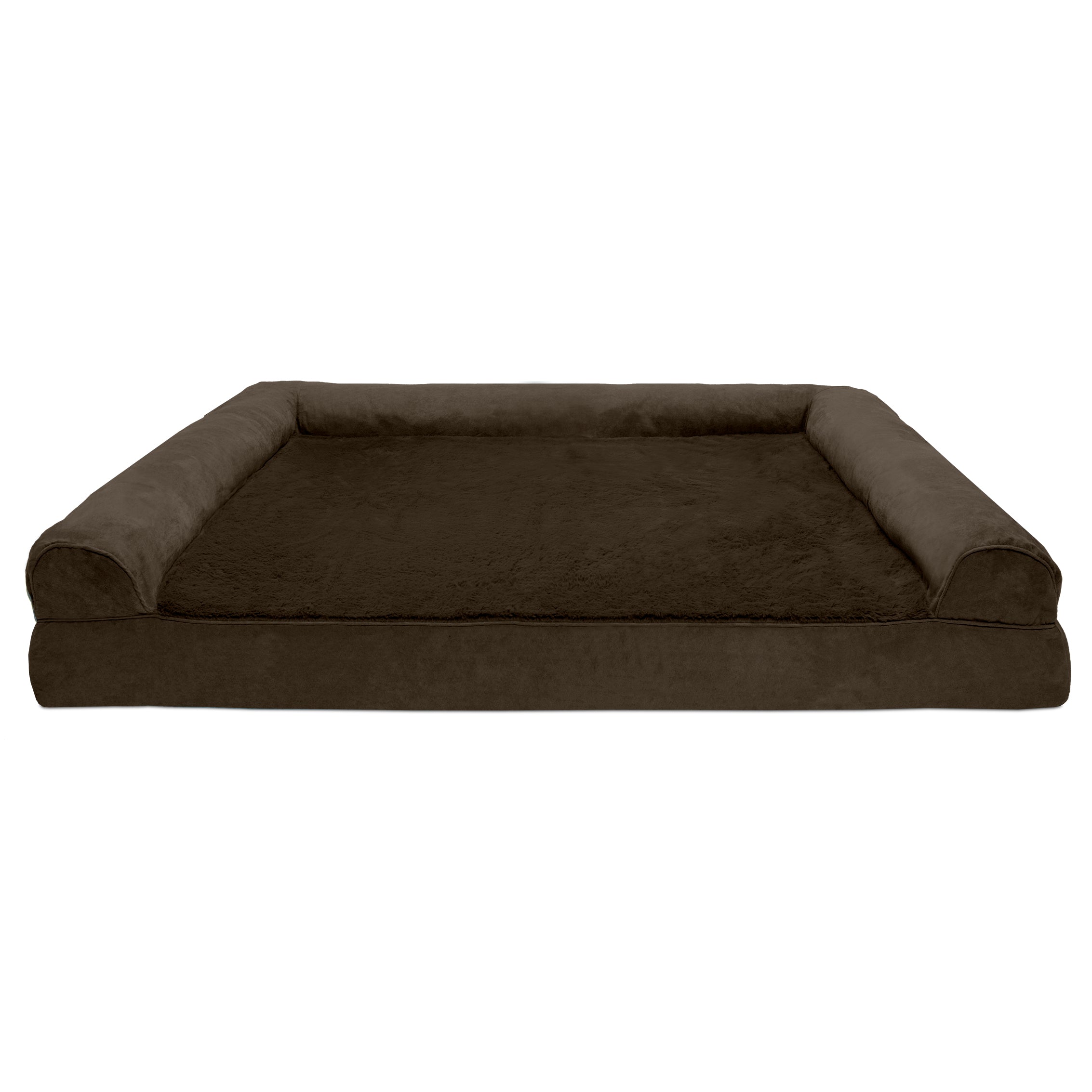 FurHaven | Orthopedic Ultra Plush Sofa Pet Bed for Dogs and Cats， Espresso， Jumbo Plus