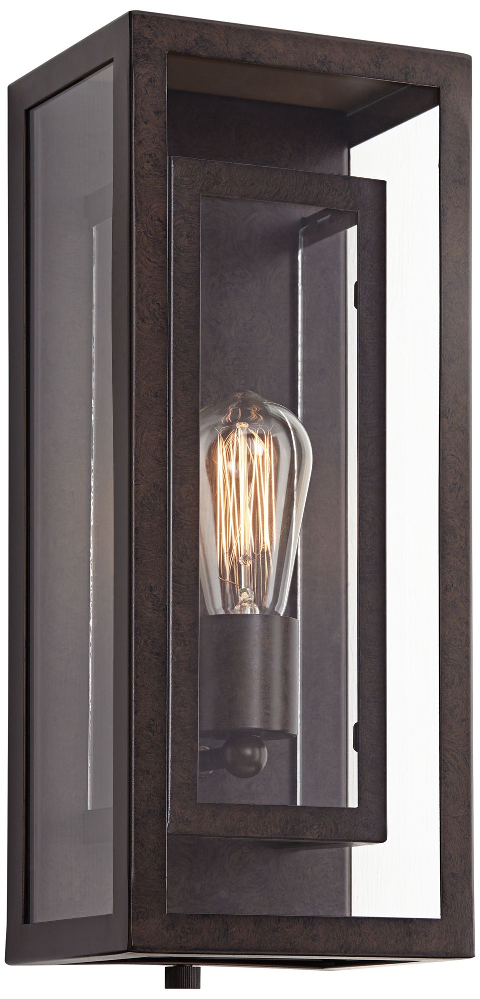 Possini Euro Design Modern Outdoor Wall Light Fixture Bronze Double Box 15 1/2" Clear Glass Exterior House Deck