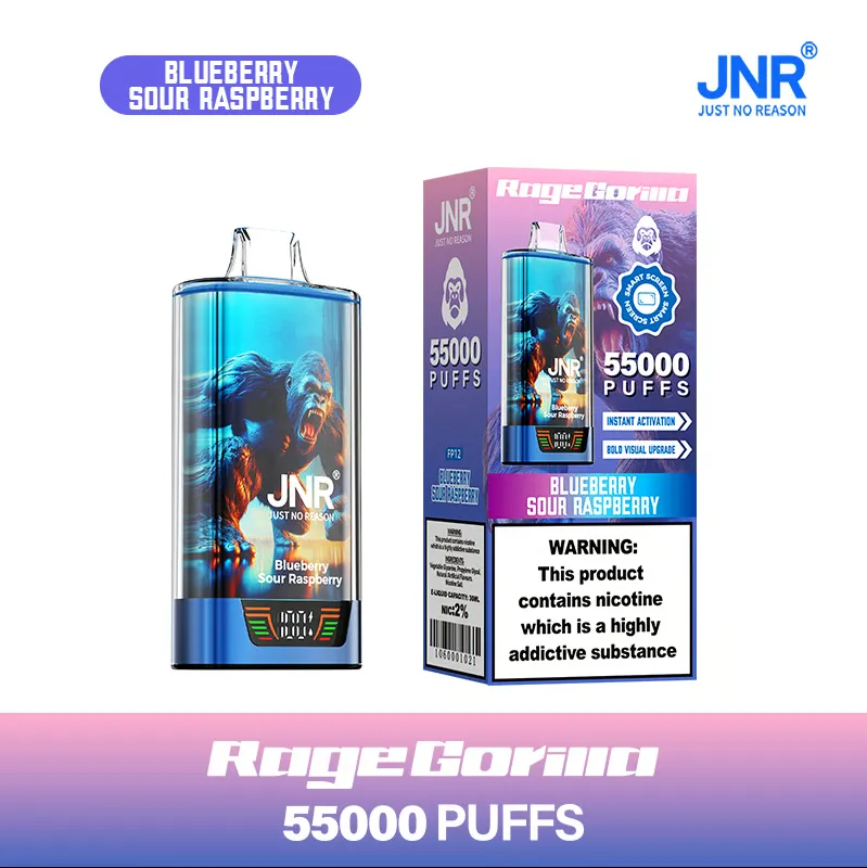 💨 JNR Rage Gorilla – Einweg-Vape mit 55000 Zügen, Dual-Mesh-Coil, Smart-Display & Typ-C-Schnellladefunktion 🐒⚡💨