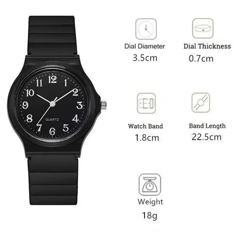 LIUYANGTIAN Fashion Girls Watch Simple Exam Quartz Watch Silicone Strap Small Arabic Quartz Wristwatches for Women Student Ladies