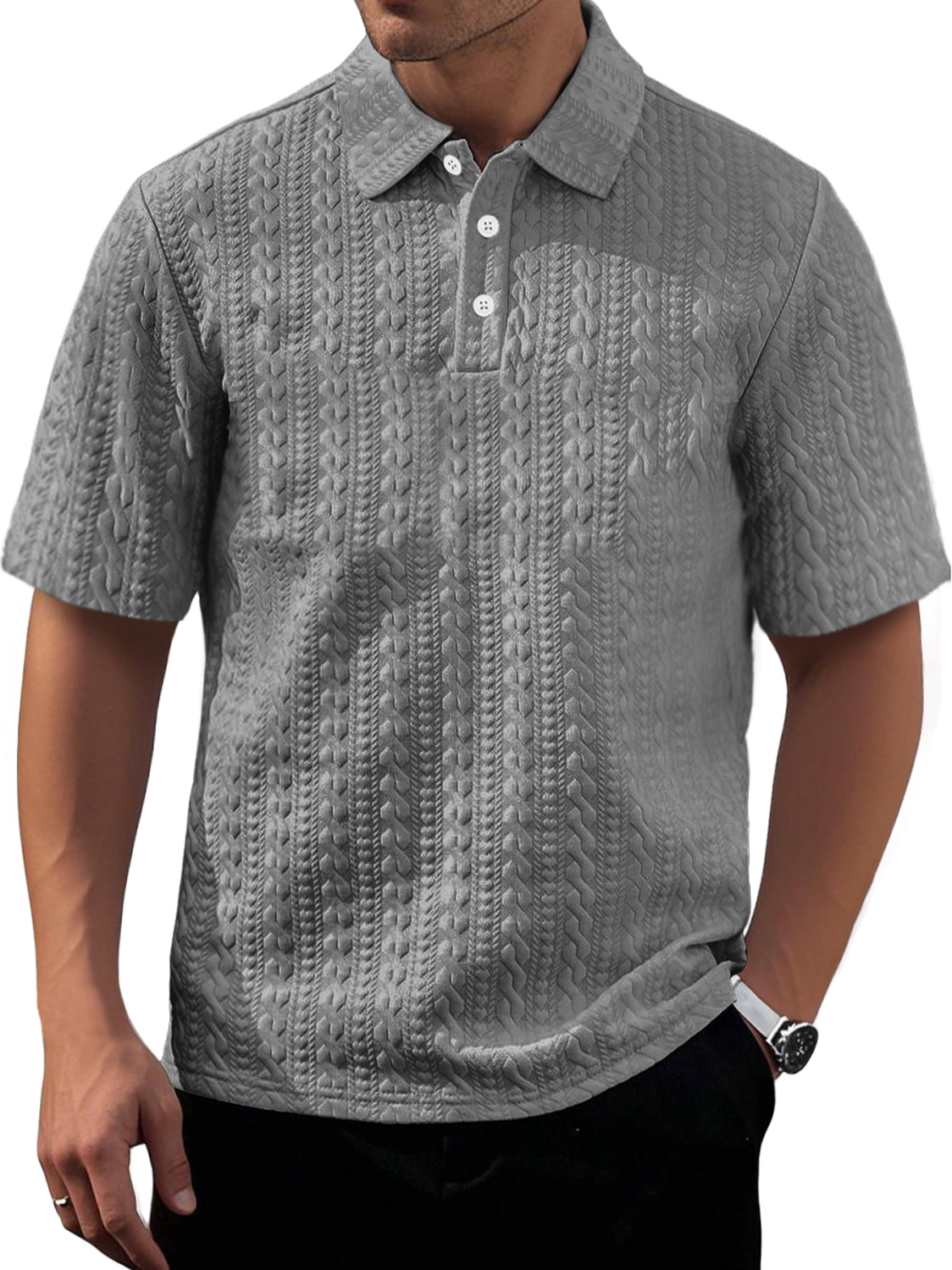 Men's Daily Texture Casual Lapel Comfortable Short-sleeved Polo Shirt