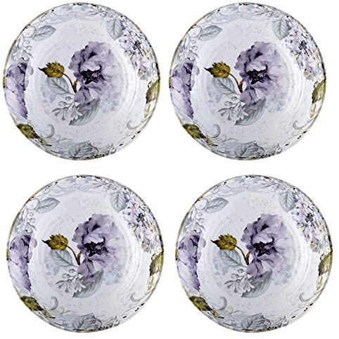 Northeast Home Goods Lavender Floral Heavyweight Melamine Cereal Salad Bowls， Set of 4