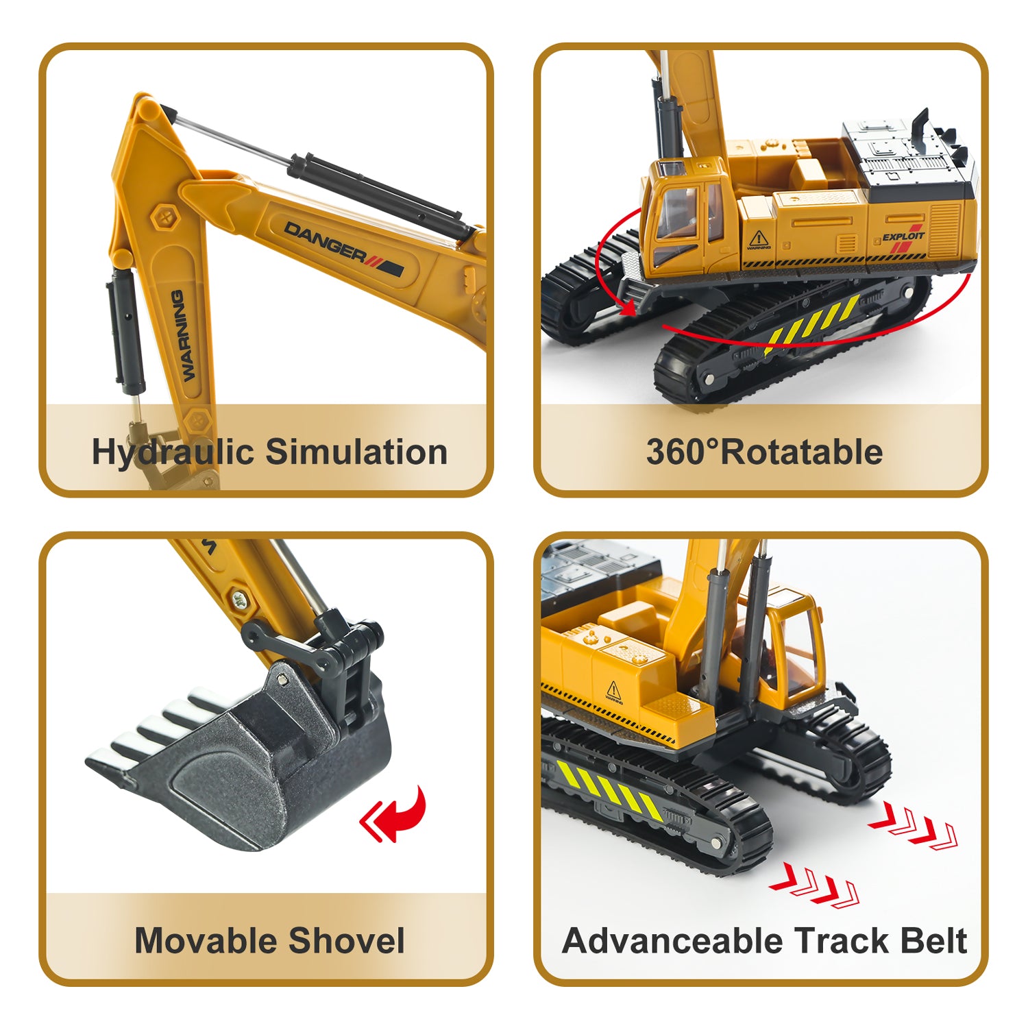 1:55 Diecast Construction Excavator Truck Toy Engineering Vehicle Playset for Kids 3-8 Years