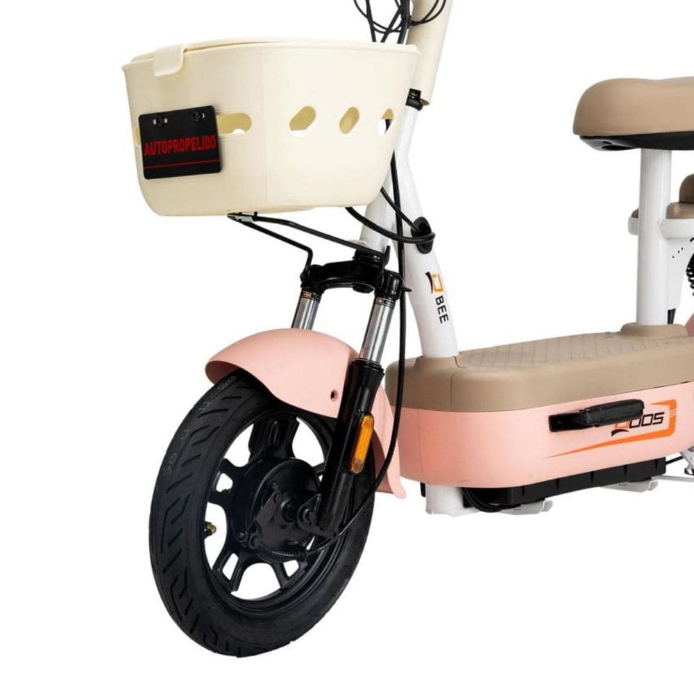 Bicicleta Elétrica Scooter com Alarme 500W 48V Bee Rosa Duos