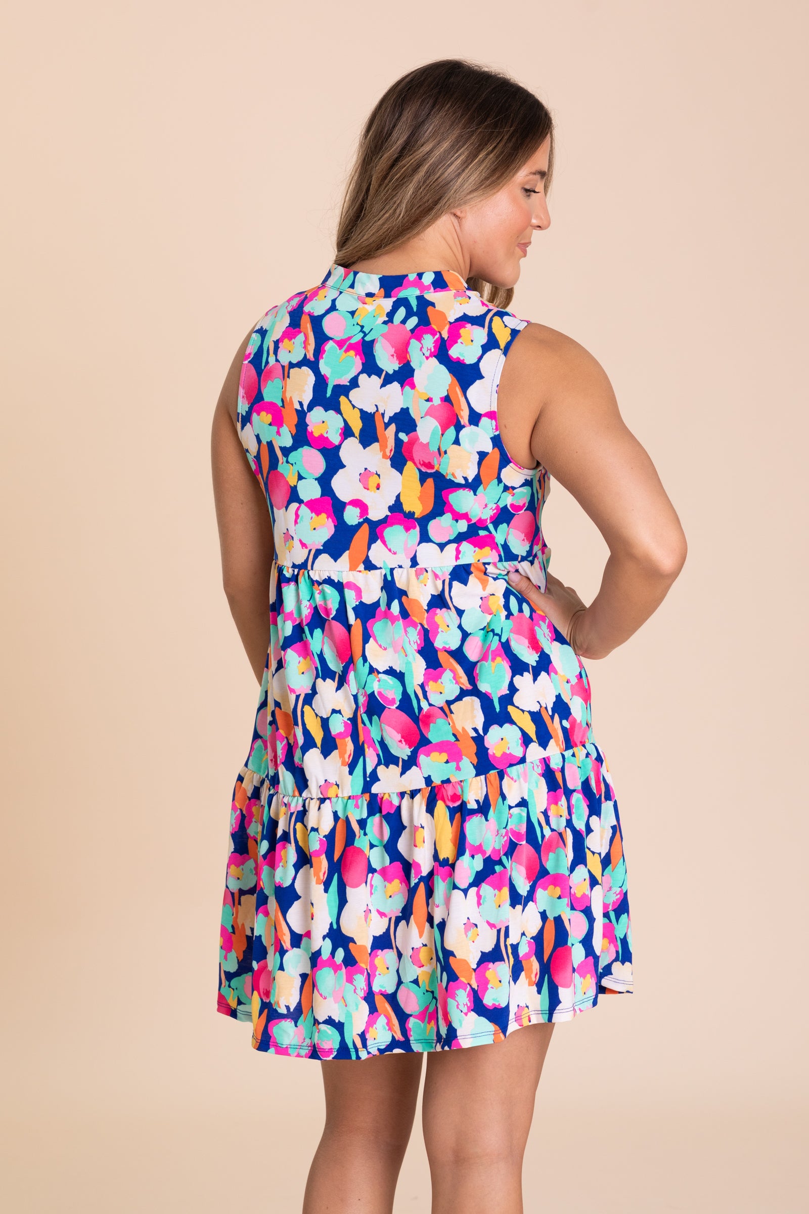 Royal Floral Multicolor Wrinkle Free Dress