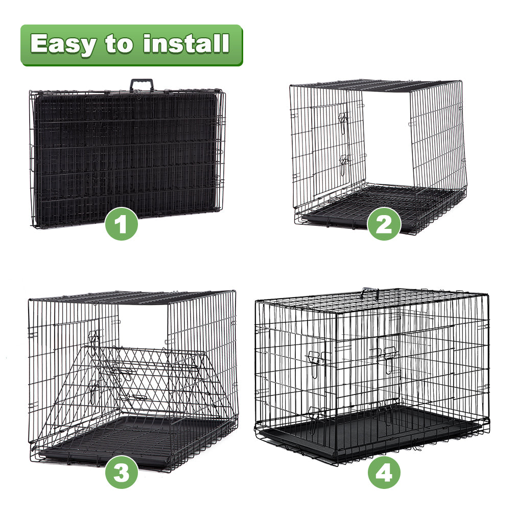 BestPet Folding Dog Crate with Divider and Tray， 42