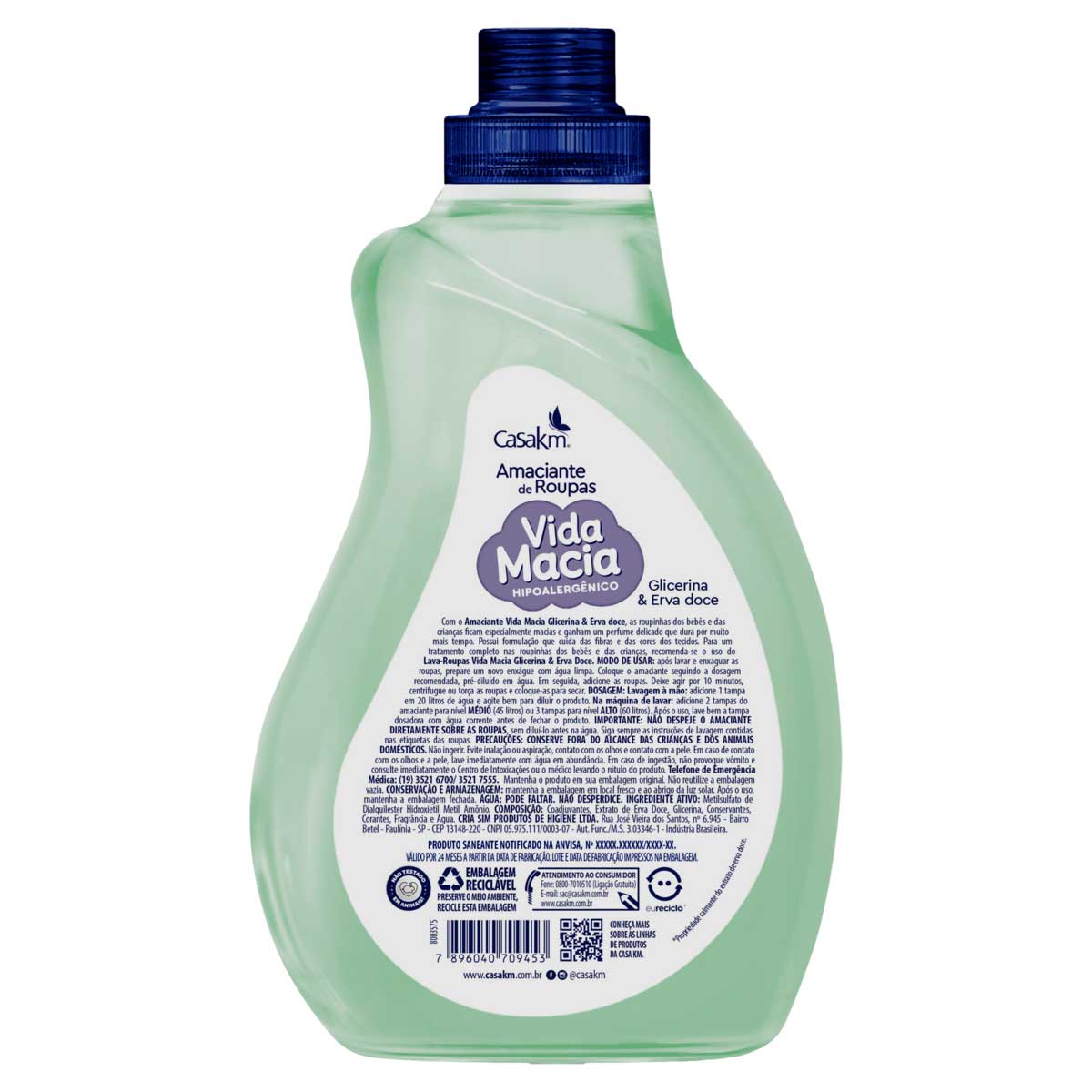 Amaciante De Roupa Glicerina & Erva-Doce Vida Macia Frasco 1l