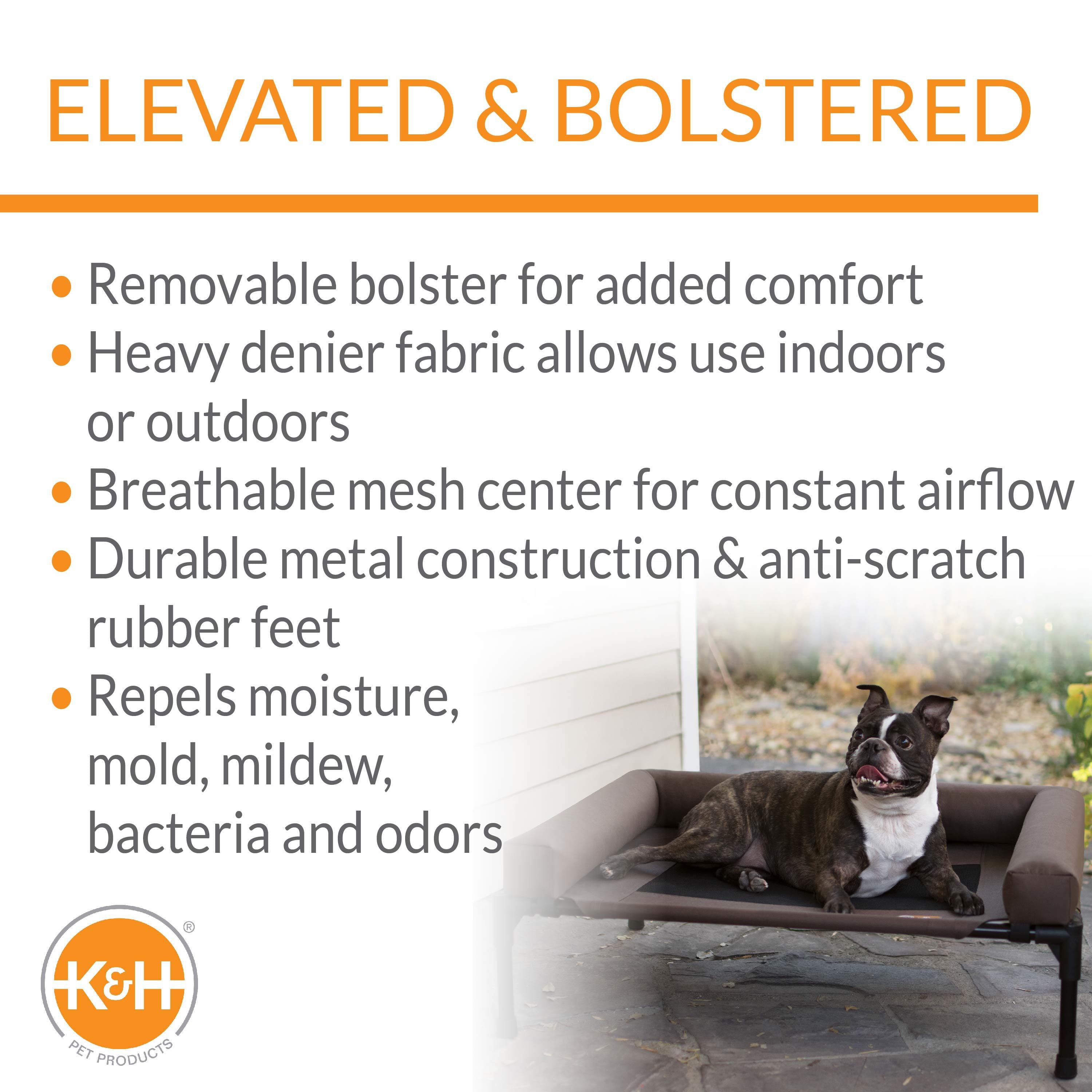 KandH Pet Products Original Bolster Pet Cot， Medium， Chocolate/Mesh