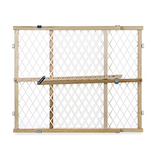 North States Easy Adjust Diamond Mesh Pet Gate， White， Wood， 26.5