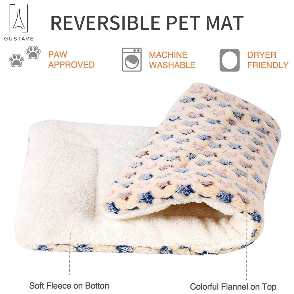 GustaveDesign Large Dog Pet Sleep Mat Soft Warm Reversible Fleece Crate Bed Mat Kennel Pad Cage Cushion for Large Small Medium Dog Cat 