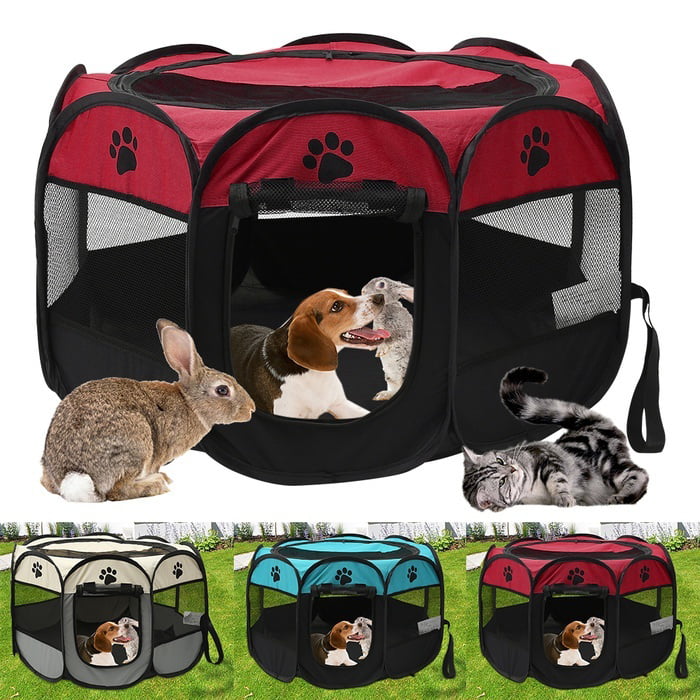 ODOMY Portable Foldable Pet Tent Playpen Fence Puppy Pen Soft Kennel Cat Cage Safe Guard Indoor Outdoor