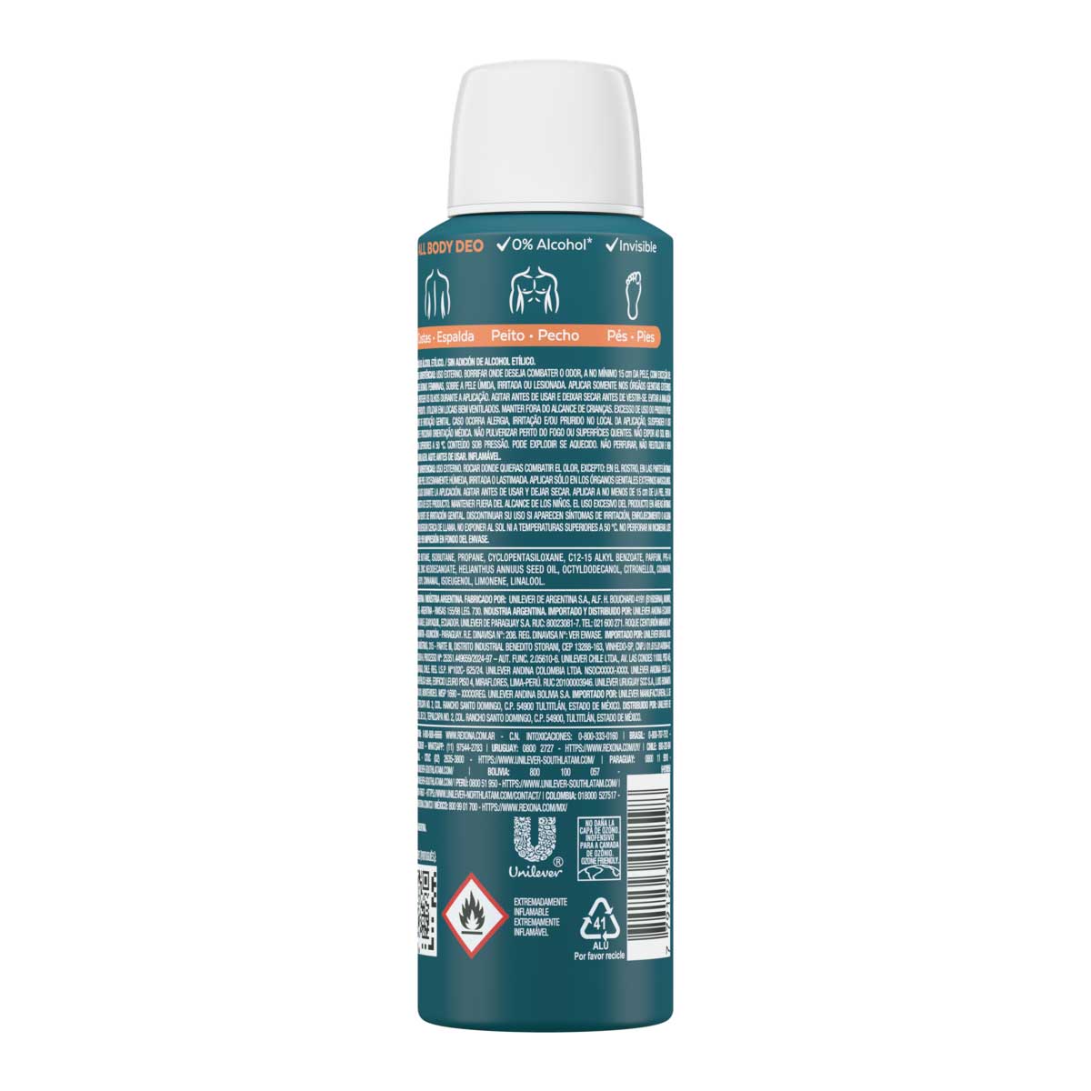 Desodorante Aerossol Rexona All Body Deo Bold Spirit 150ml Spray
