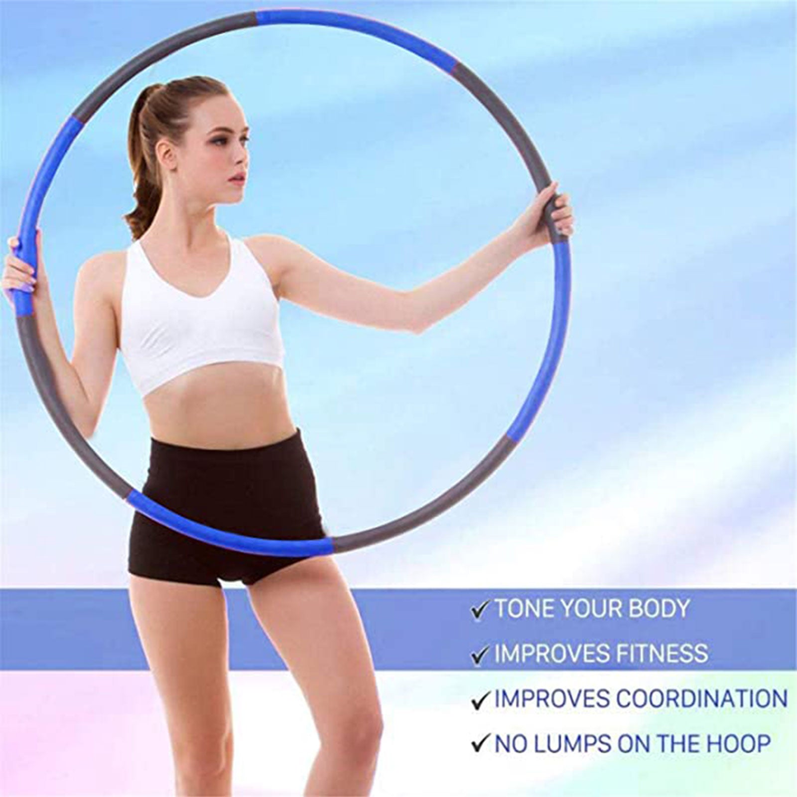 Puloru Waist Exercise Circle， 8 Removable Parts Weight Loss Accessory