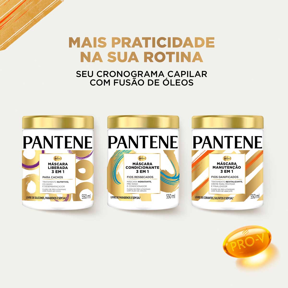 Mascara Pantene Pro-Vitaminas 3 em 1 Manutencao 550ml