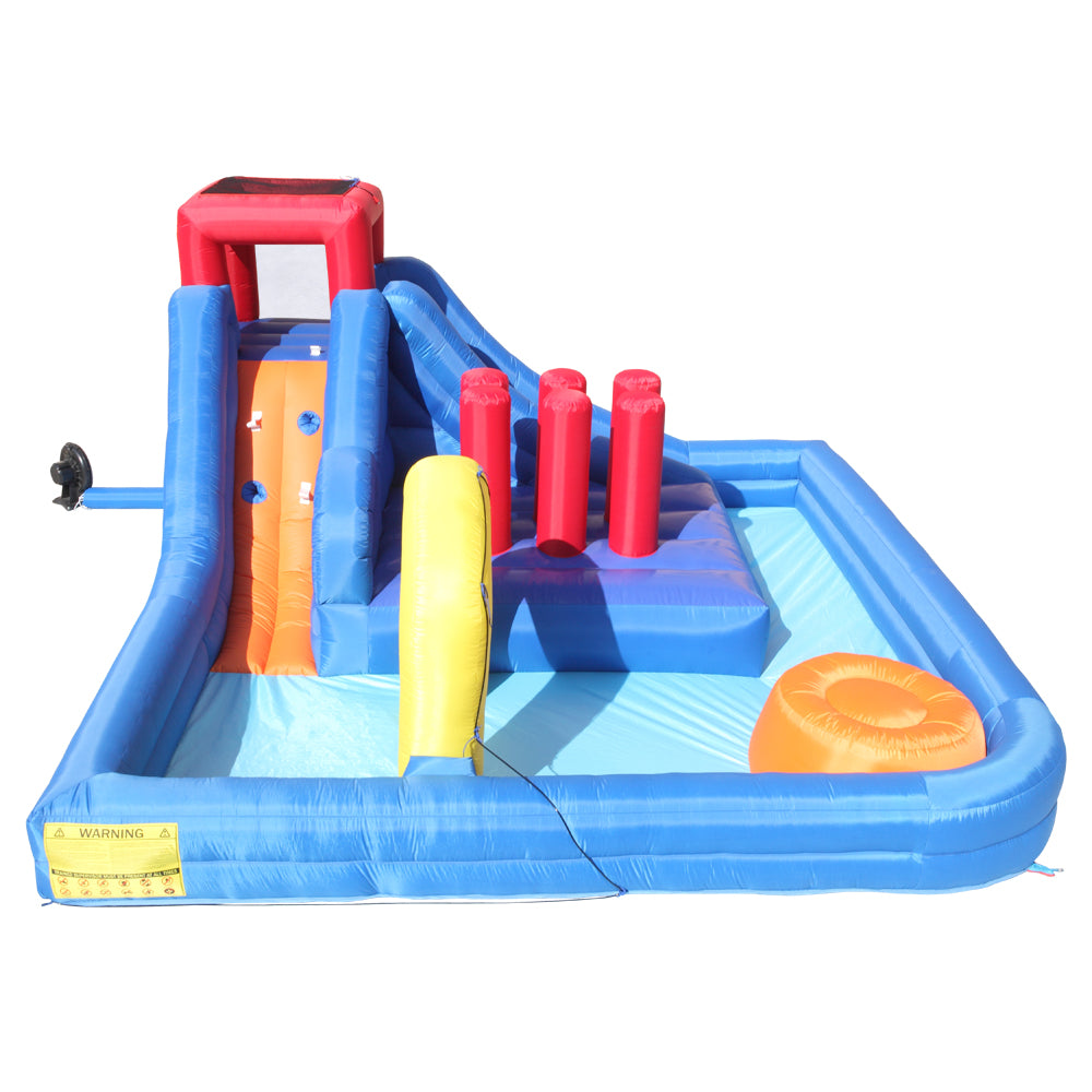 Topcobe Inflatable Bounce House， Kids Water Slide Bouncer Castle with River Race Area， Climbing Wall， Water Cannon， And Hose