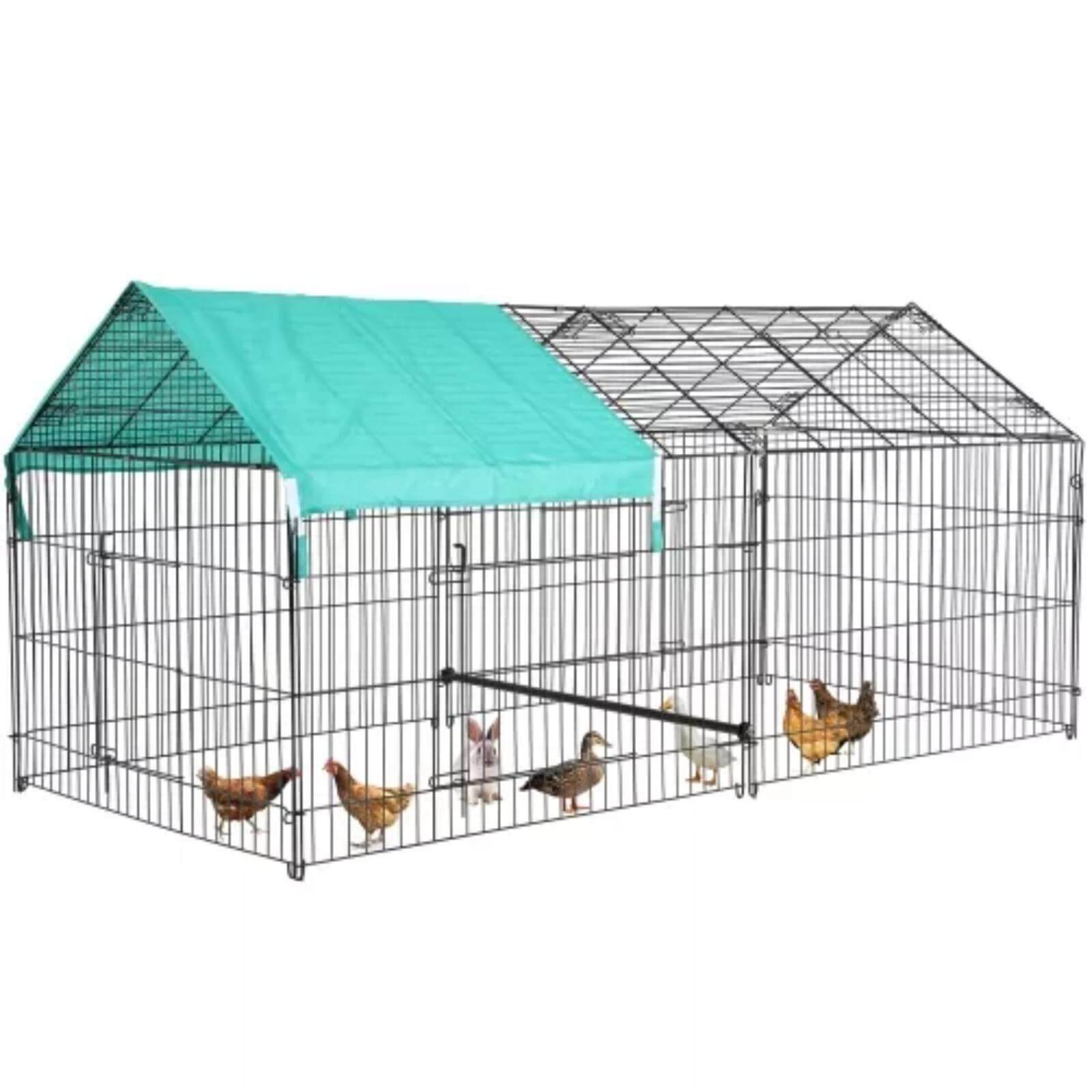 NiamVelo Extra Large Metal Chicken Coop， Outdoor Chicken Cage Chicken Coop Runs with Doorand Covere for Backyard Farm， Black