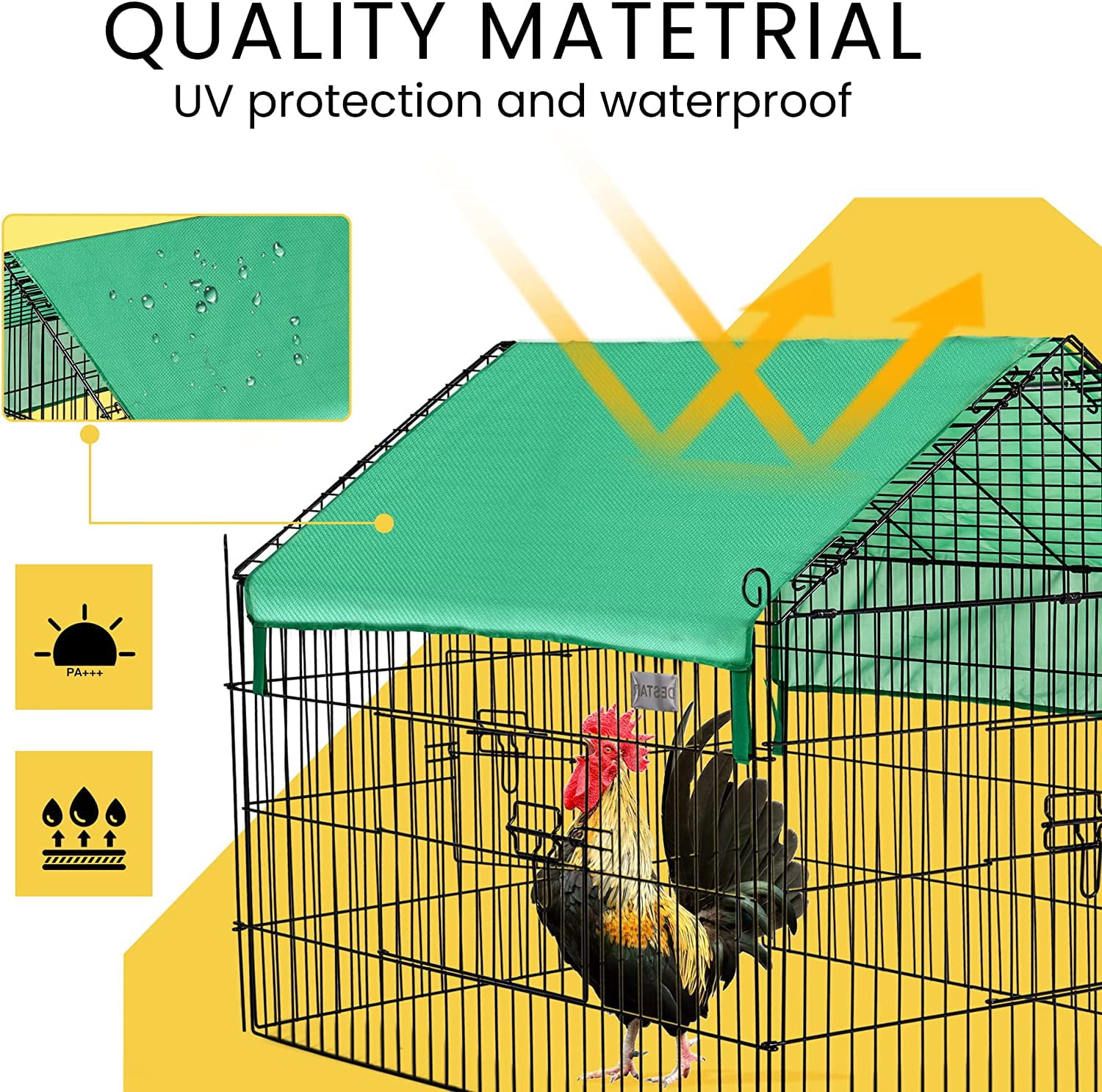 DEStar 71” x 30” Foldable Outdoor Backyard Metal Coop Chicken Cage Enclosure