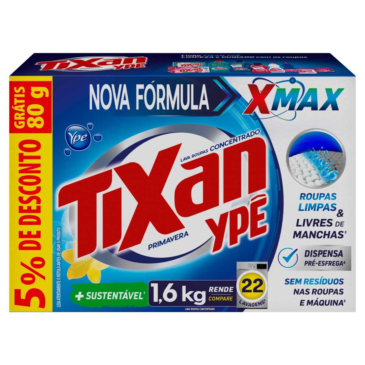 Lava Roupa em Po Tixan Ype Primavera Leve mais Pague Menos 1,6 Quilos