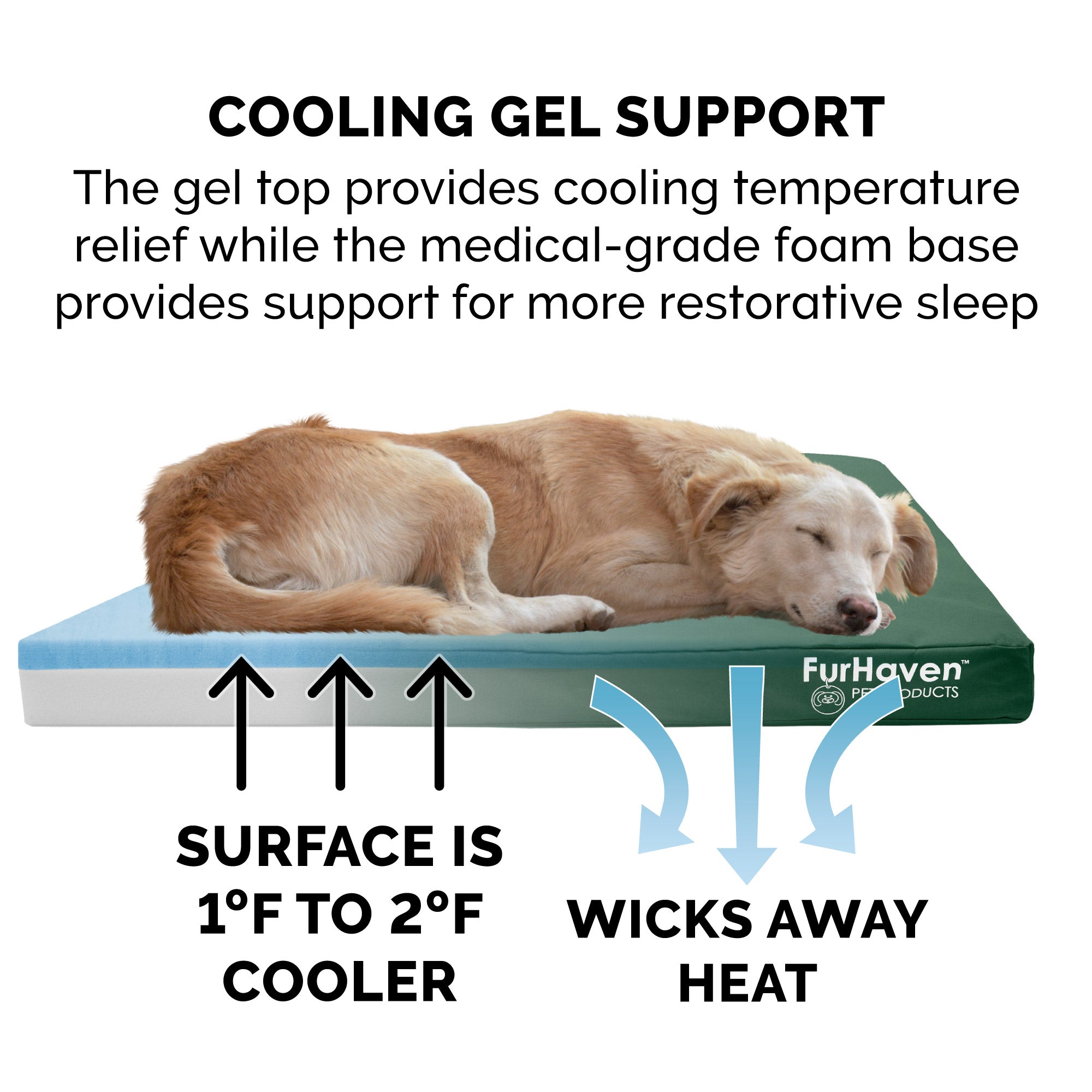 FurHaven Pet Products | Deluxe Cooling Gel Memory Foam Orthopedic Oxford Indoor/Outdoor Water-Resistant Pet Bed for Dogs and Cats， Forest， Medium