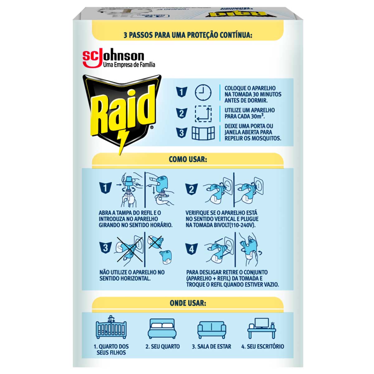 Raid Repelente Eletrico Liquido 45 Noites Refil de 32,9ml